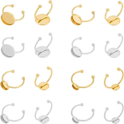 Vista 7 de UNICRAFTALE Juego de 20 anillos de dedo de cúpula en blanco semicircular – acero inoxidable, diseño simple y único con cabujones de vidrio