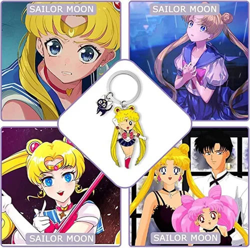 Vista 4 de Sailor Moon Tsukino Usagi con gato clave cadena llavero llavero