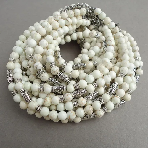 Vista 5 de Mami's Gem Studio Collar de cuentas para hombre, hecho a mano en Estados Unidos, piedras preciosas de 0.236 pulgadas y peltre estilo tribal