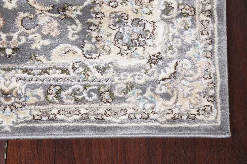 Vista 5 de Alfombra oriental de transición gris de polipropileno, 3 x 8 pulgadas