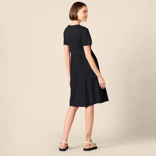 Vista 3 de Tienda Essentials Vestido escalonado de manga corta con cuello redondo para mujer