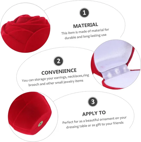 Vista 8 de KESYOO 6 pcs Jewelry Creative Rose Ring Proposal Flower for Ing Wedding Ceremony Storage Heart Red Gift Fashion