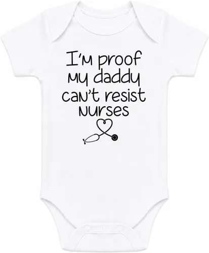 Vista 11 de CBTwear I'm Proof My Daddy Can't Resist - Body de bebé para enfermeras, divertido traje infantil unisex cómodo mameluco Negro