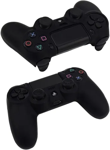 Vista 3 de Silicone PS4 Controller Case A Second Skin for Your Gamepad - Soft, Anti-Slip, Shockproof - Original Color with Grips and Caps(Orange)