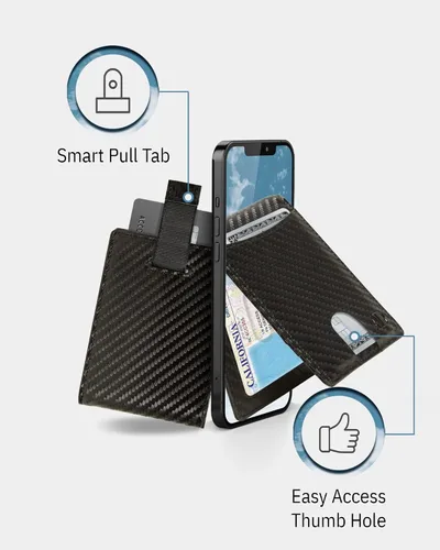 Vista 9 de Access Denied Billeteras delgadas y plegables para hombre, billetera delgada minimalista con clip para dinero, bolsillo frontal, tarjetero