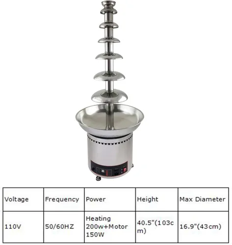 Vista 3 de Fuente de chocolate 110 V eléctrica 7 niveles más grande fuente de chocolate digital máquina de fusión calefacción fuente de fondue, 17.6 lbs
