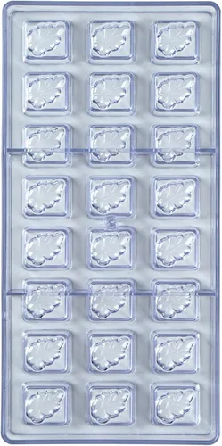 Vista 10 de Pastry Tek - Molde para moldear chocolate de 10.8 x 5.3 pulgadas, 1 molde de caramelo congelable - 24 cavidades, diseño de hoja en bloque, molde