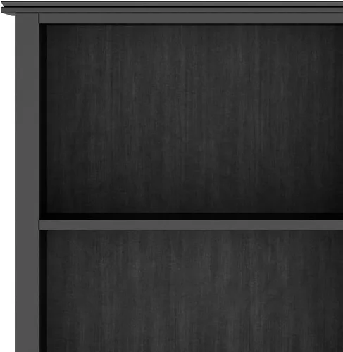 Vista 8 de SIMPLIHOME Estantería artesanal de madera maciza de 72 pulgadas de alto y 5 estantes en color negro, almacenamiento contemporáneo para sala