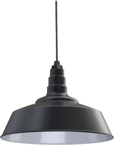 Vista 29 de Steel Lighting Co. Manhattan Warehouse Light Colgante montado en el techo Cúpula de 20 pulgadas vástago de 12 pulgadas Luz de granero