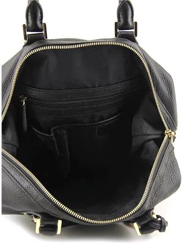 Vista 2 de Michael Michael Kors Bedford Belted tamaño mediano y piel satchel en negro