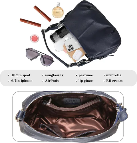 Vista 5 de HESHE Bolsos de cuero y bolsos de hombro Hobo, bolso de mano, bolso cruzado, bolso de diseñador para mujer