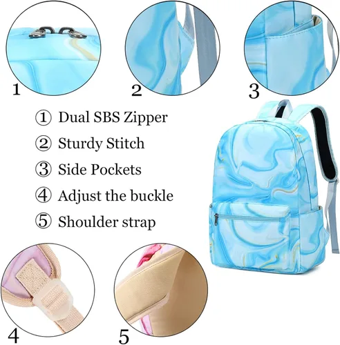 Vista 53 de LOIDOU Mochila para adolescentes y niñas, mochila escolar con lonchera y estuche para lápices, juego de bolsas escolares 3 en 1