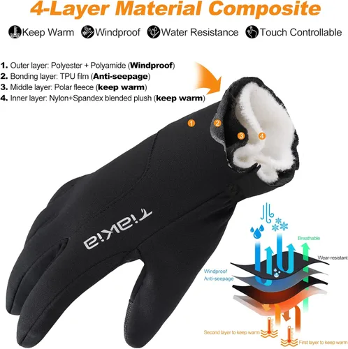 Vista 2 de Tiakia Guantes térmicos de invierno para ciclismo, cálidos, para clima frío, para deportes, antideslizantes, resistentes al viento, para hombres