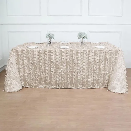 Vista 18 de TABLECLOTHSFACTORY - Mantel cuadrado de tela de tafetán de pétalos de hojas 3D de 54 pulgadas, color negro