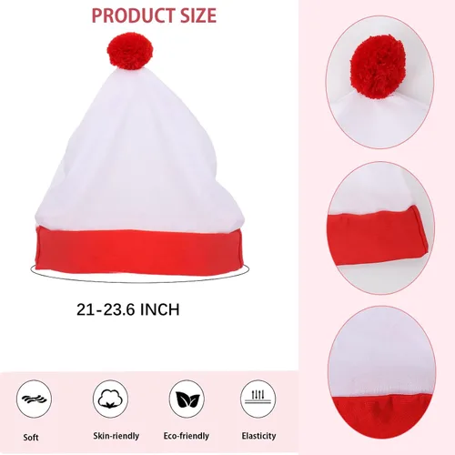 Vista 2 de Red White Beanie Hat Costume Accessory Pompom Beanie Cosplay Glasses Inflatable Walking Sticks for Halloween Christmas