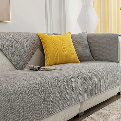 Vista 10 de Funda de sofá de color liso, funda acolchada de algodón suave para sofá modular, antideslizante, lavable, protector de muebles para sala de estar