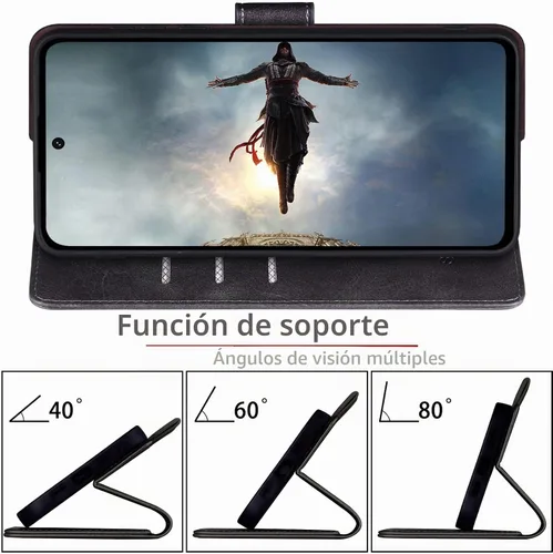 Vista 6 de SUANPOT Funda de cuero tipo cartera para Samsung Galaxy A53 5G con tarjetero RFID con tapa para teléfono con tapa folio libro a prueba de golpes