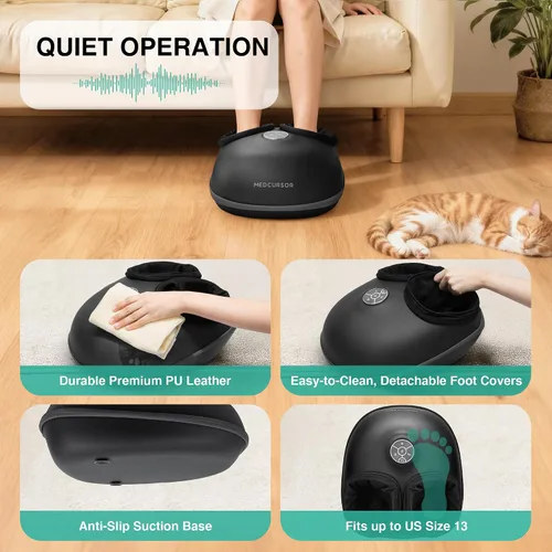 Vista 10 de Medcursor Masajeador de pies con calor - Máquina de amasado profundo Shiatsu mejorada 2026, intensidad de compresión de aire múltiple, control