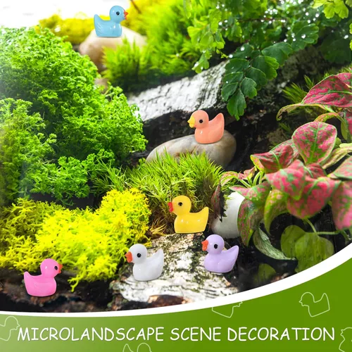 Vista 7 de JIUZHU 220 Piezas Mini Patos de Resina Patos Pequeños Fiesta de Cumpleaños Figura en Miniatura Paisaje Acuario Decoración DIY Bonsái