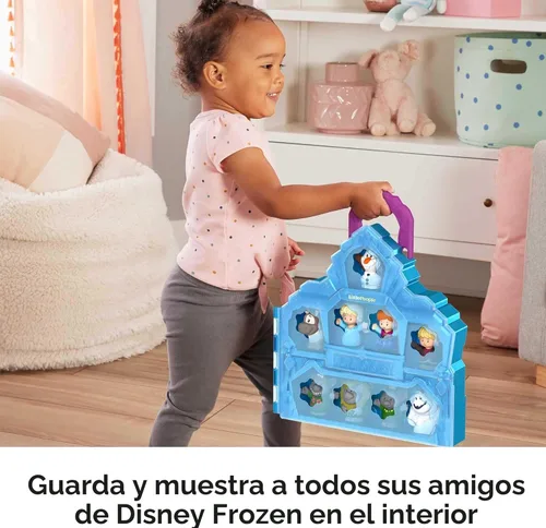 Vista 3 de Fisher-Price Little People - Juego de juguetes para niños pequeños Disney Frozen con castillo portátil, estuche de juego con figuras para juego