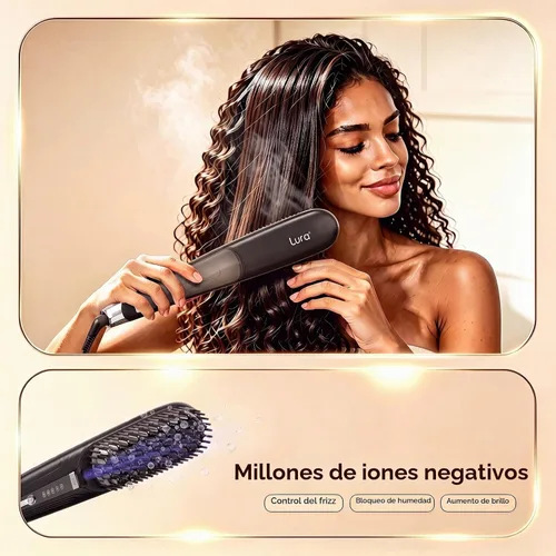 Vista 4 de Cepillo alisador de pelo de vapor iónico para cabello y cabello rizado