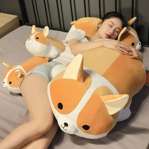 Vista 4 de Peluche Corgi Perro Shiba Inu Almohada de Peluche Animal de Peluche Niños Almohada de Peluche(Corgi, 80cm/31.4in)