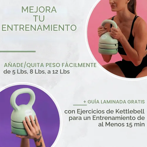 Vista 6 de Polyfit Adjustable Kettlebell 5 lb - 12 lb Kettlebells Weights Set for Home Gym Kettle Bell Sets for Women at Home 3-in-1 adjustable design