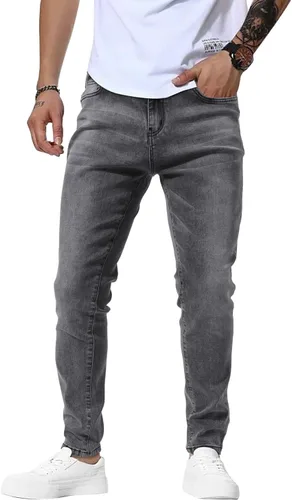 Vista 2 de Woenzaia Jeans para Hombre Slim Fit Skinny Denim Elásticos Cónicos