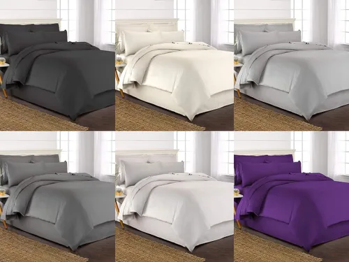 Vista 2 de Juego de funda de edredón de 3 piezas con 2 fundas de almohada, 800 hilos, 100% algodón, extra larga, para cama de tamaño individual/individual XL