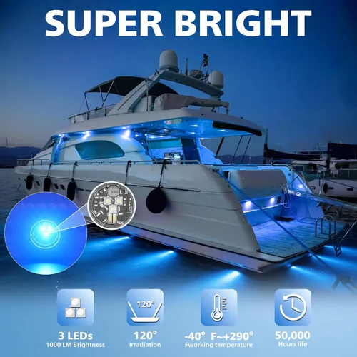Vista 2 de Luces LED para Interior de Barco, Cubierta Marina Cockpit, Luz de Cortesía, IP68, Impermeable, Iluminación Subacuática para Barco de 9-36V