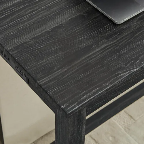 Vista 7 de Knocbel Juego de mesa de bar rectangular de altura de mostrador industrial para 3 personas con toma de corriente, juego de comedor de 4 piezas