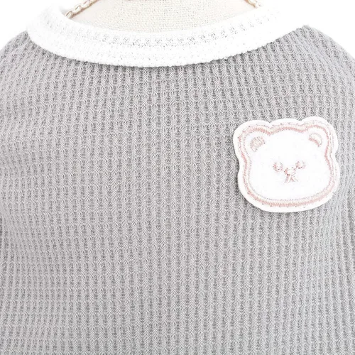 Vista 6 de SMALLLEE_LUCKY_STORE Linda camiseta de punto gofre con oso para cachorros, para perros pequeños, medianos, gatos, niños y niñas, camiseta elástica