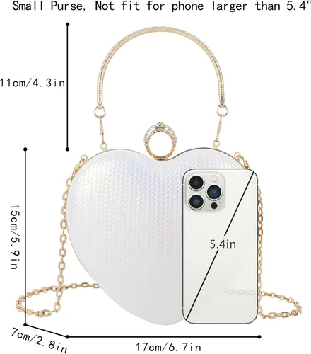 Vista 6 de Bolso de mano en forma de corazón para mujer, bolso de hombro de terciopelo, bolsos de noche