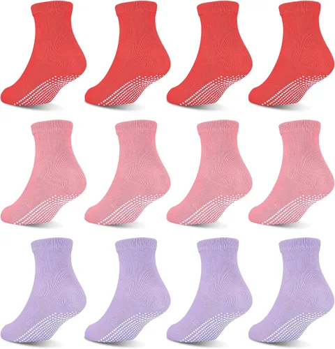 Vista 9 de GRPSKCOS 12 pares de calcetines antideslizantes para niñas de 1 a 7 años