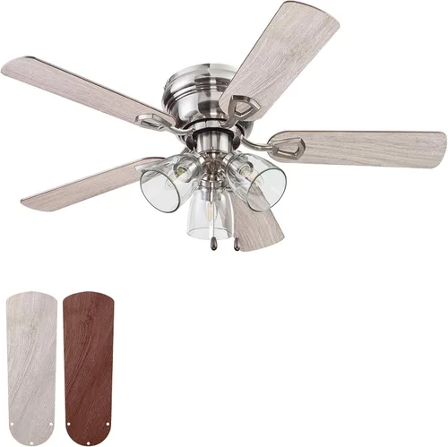 Vista 10 de Portage Bay - Ventilador de techo Renton, 42 pulgadas, bronce, para interior, con 3 luces LED transparentes, múltiples aspas, focos E26/B11