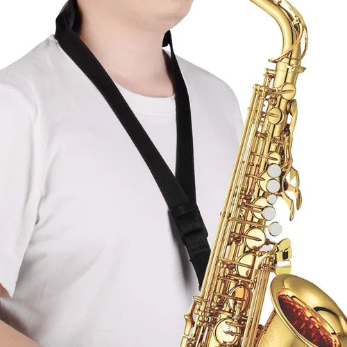 Vista 7 de Correa de cuello para saxofón tenor de longitud mejorada, correa de cuero suave acolchada para saxofón alto y tenor