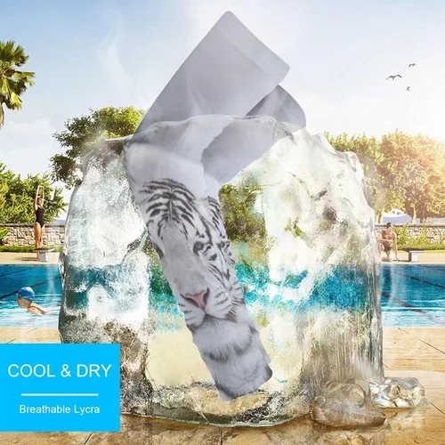 Vista 4 de Mangas de compresión de seda de hielo transpirables para hombres y mujeres, mangas de compresión de seda de hielo con protección solar UV