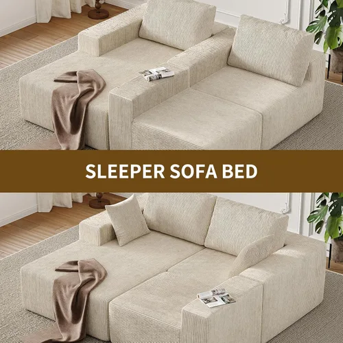 Vista 4 de Yanosaku Sofá modular en forma de L de 107 pulgadas, sofá modular Cloud con diván, tapizado, sin montaje, asiento profundo, cojines suaves
