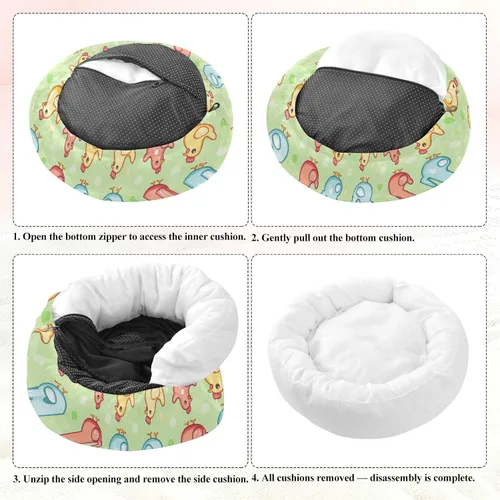Vista 7 de Pet Dog Bed Warm & Cozy Fluffy Cat Cave Bed for Medium Size Pets Supplies XS Cute Cartoon Chicken
