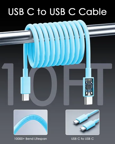 Vista 6 de Cargador AISNI USBC para iPhone Duo/18 Pro Max/17/16/15 Cargador de carga Azul