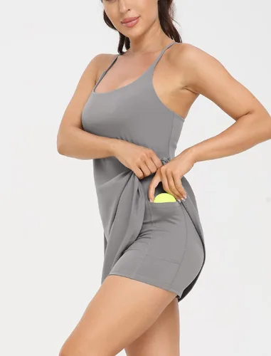 Vista 5 de RIOJOY Faldas de tenis para mujer con bolsillos interiores, pantalones cortos de cintura alta, para golf, atletismo, correr, entrenamiento, trajes