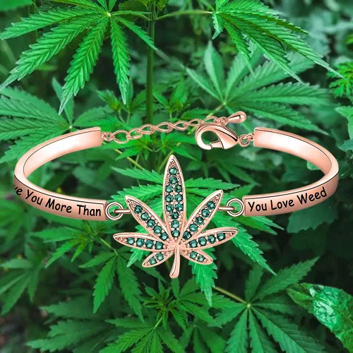 Vista 6 de FOTAP 420 - Pulsera de marihuana con texto "I Love You More Than You Love Weed