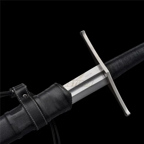 Vista 8 de Espada medieval guerrero real forjado a mano de acero de resorte de 46 pulgadas con vaina negra/marrón, modernización de espada larga, hecha a mano