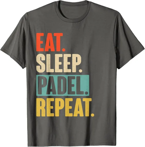 Vista 79 de Eat Sleep Padel Repeat - Camiseta de pádel retro vintage, Negro