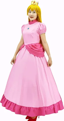 Vista 2 de Disfraz de princesa melocotón de Super Brothers para mujer, vestido de cosplay de Halloween