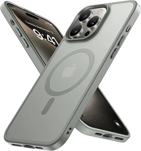 Vista 187 de miracase Funda magnética para iPhone 12/12 Pro (compatible con MagSafe), protección de grado militar, a prueba de golpes, antihuellas, translúcida
