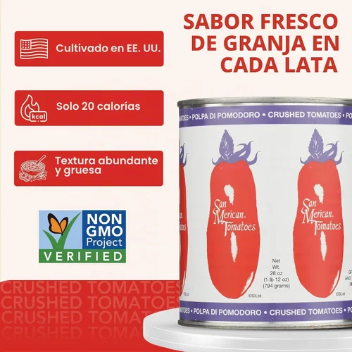 Vista 3 de San Marzano Tomates triturados, 28 onzas (paquete de 6)