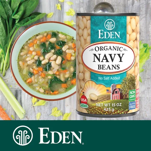 Vista 6 de Eden Frijoles marinos orgánicos, lata de 15 onzas (paquete de 12), sin sal, sin OMG, sin gluten, veganos, kosher, cultivados en Estados Unidos