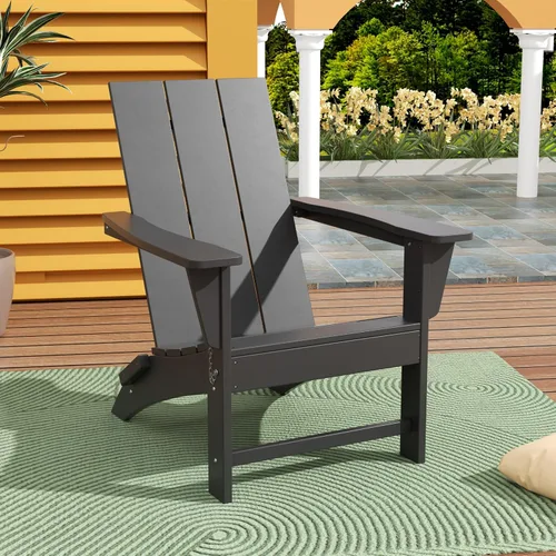 Vista 12 de WestinTrends Ashore Modern - Silla plegable Adirondack para exteriores (juego de 2), color negro