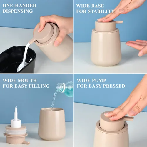 Vista 3 de BosilunLife Dispensador de jabón de manos de espuma, dispensador de loción de baño de 12 onzas, dispensador de jabón espumoso, dispensador